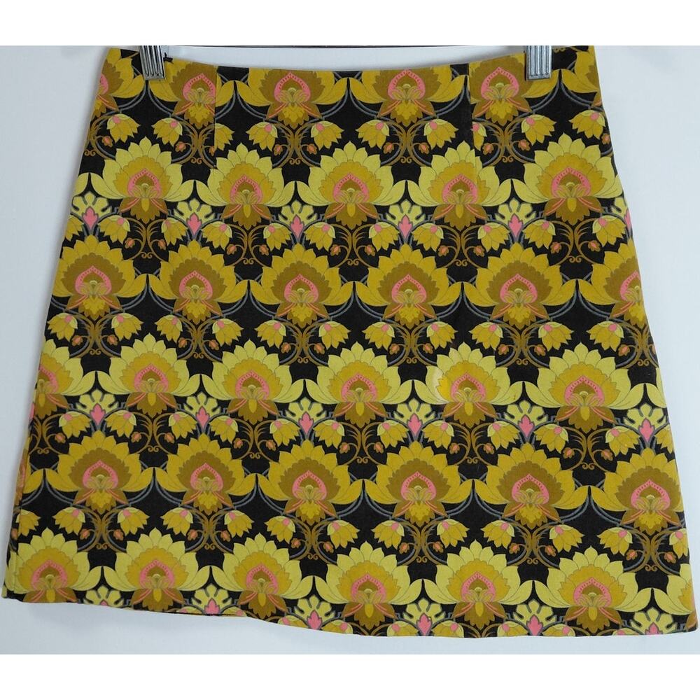 RIVER ISLAND Floral Skirt Yellow Woven Lightweight  Women Size 8